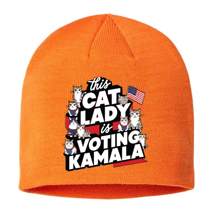 Cat Lady Voting For Kamala Harris 2024 1st Female President 8 1/2in Sustainable Knit Beanie