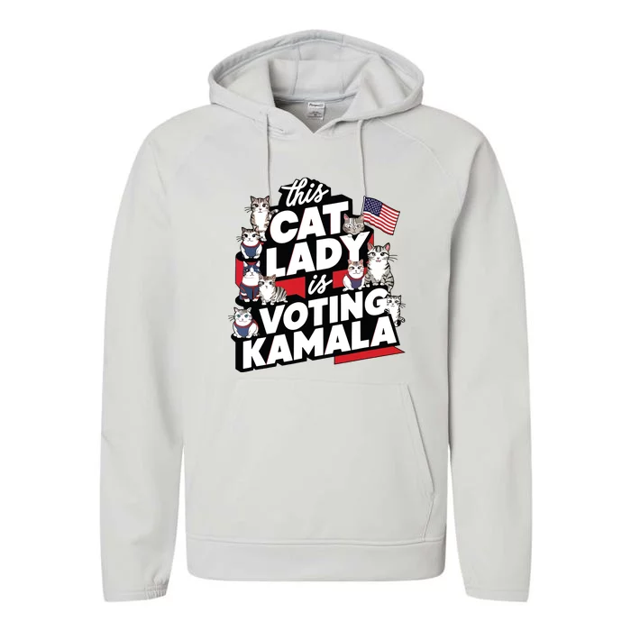 Cat Lady Voting For Kamala Harris 2024 1st Female President Performance Fleece Hoodie