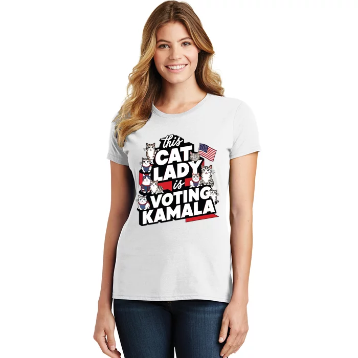 Cat Lady Voting For Kamala Harris 2024 1st Female President Women's T-Shirt