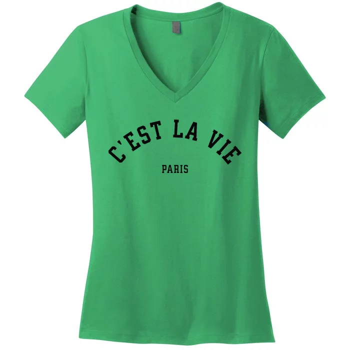 Cest La Vie Paris France Vintage Summer Graphic Women's V-Neck T-Shirt