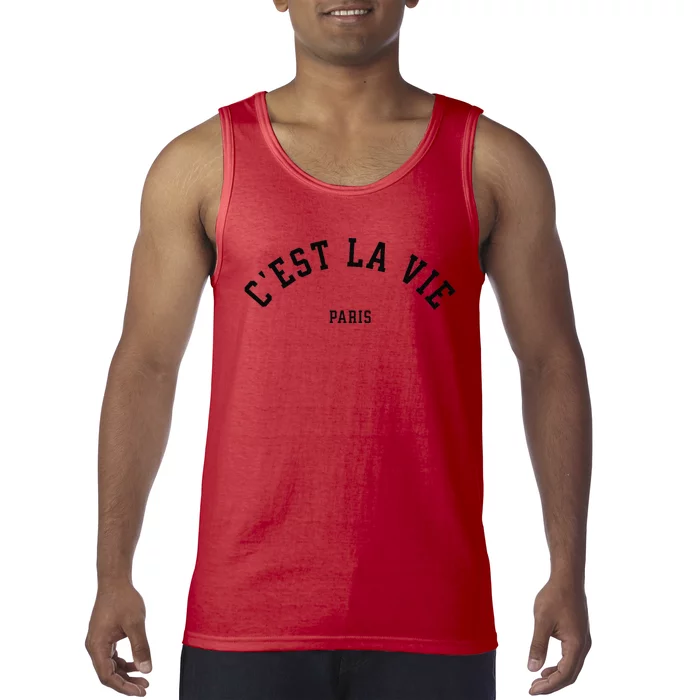 Cest La Vie Paris France Vintage Summer Graphic Tank Top