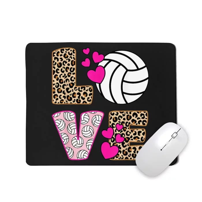 Cute Love Volleyball Leopard Print  Ladies Volleyball Mousepad