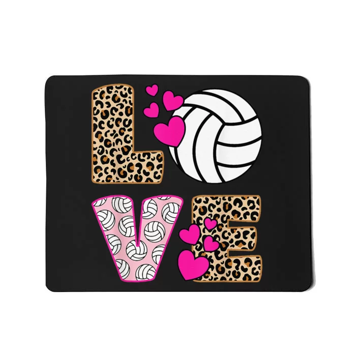 Cute Love Volleyball Leopard Print  Ladies Volleyball Mousepad