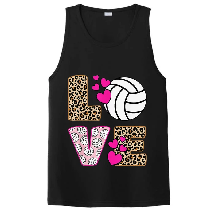 Cute Love Volleyball Leopard Print  Ladies Volleyball Performance Tank