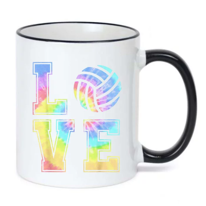 Cute Love Volleyball Tie Dye Volleyball funny player coach Black Color Changing Mug