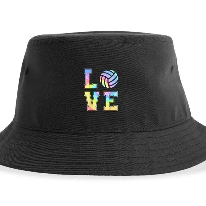 Cute Love Volleyball Tie Dye Volleyball funny player coach Sustainable Bucket Hat