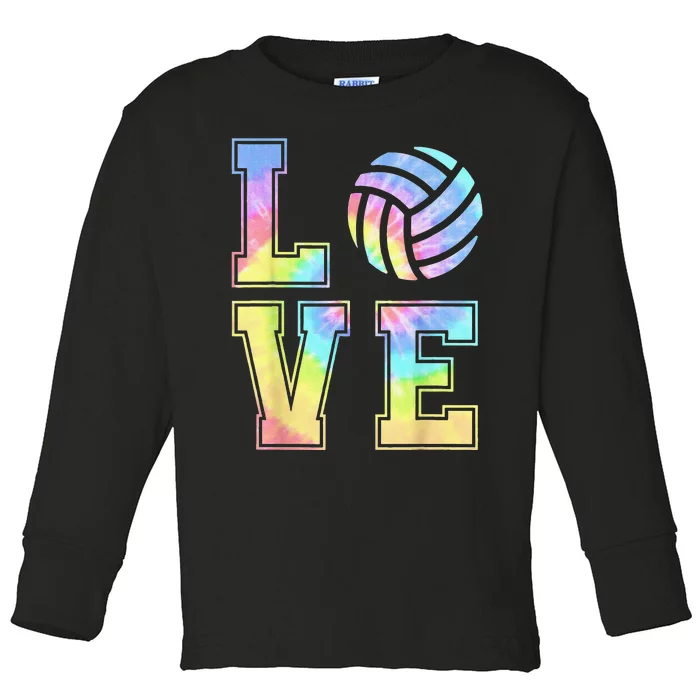 Cute Love Volleyball Tie Dye Volleyball funny player coach Toddler Long Sleeve Shirt