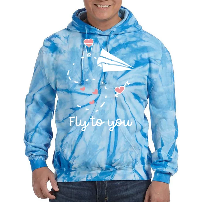 Cute Love Valentines Day Gift Fly To You Paper Airplane Gift Tie Dye Hoodie