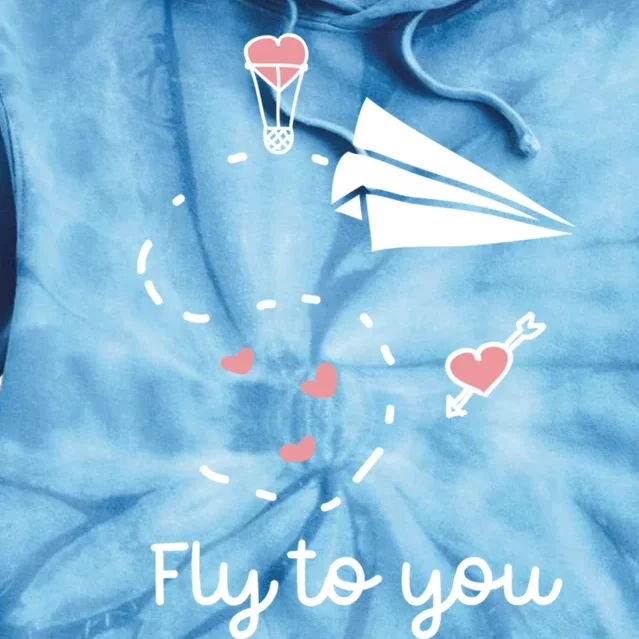 Cute Love Valentines Day Gift Fly To You Paper Airplane Gift Tie Dye Hoodie