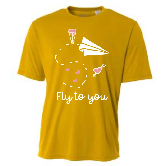 Cute Love Valentines Day Gift Fly To You Paper Airplane Gift Cooling Performance Crew T-Shirt