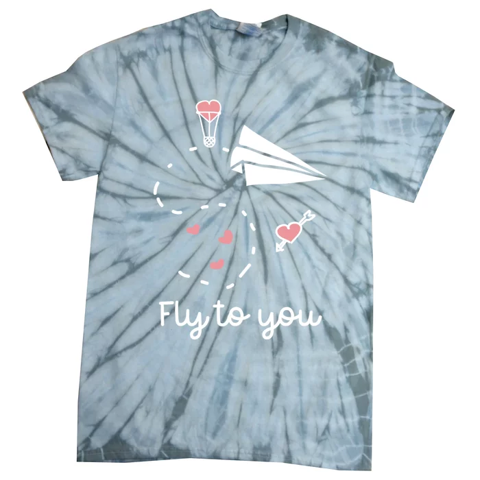 Cute Love Valentines Day Gift Fly To You Paper Airplane Gift Tie-Dye T-Shirt