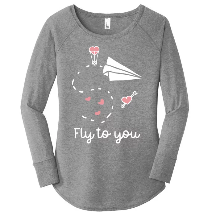 Cute Love Valentines Day Gift Fly To You Paper Airplane Gift Women's Perfect Tri Tunic Long Sleeve Shirt