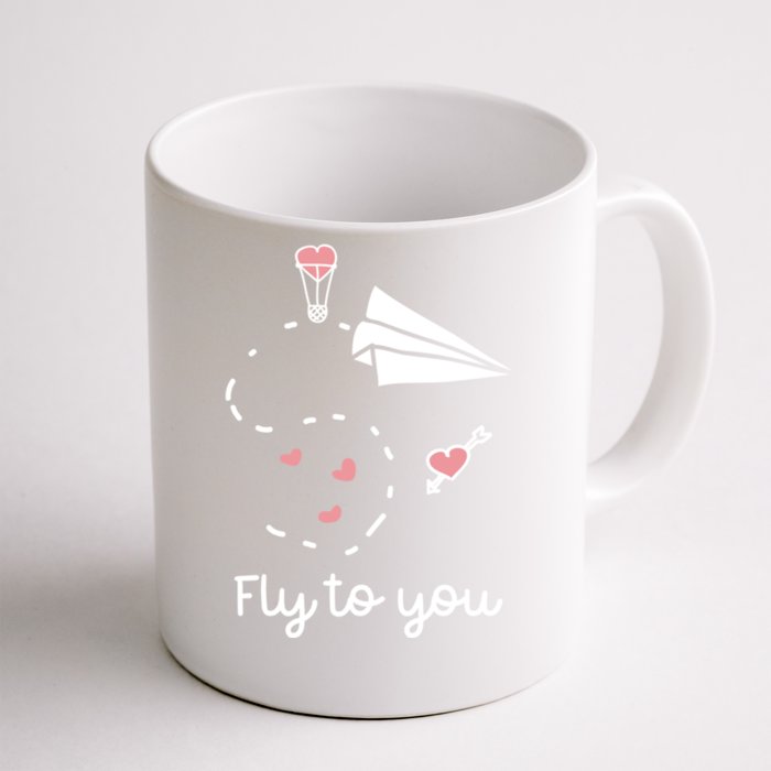 Cute Love Valentines Day Gift Fly To You Paper Airplane Gift Front & Back Coffee Mug