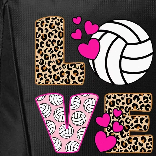 Cute Love Volleyball Leopard Print Women Ladies Volleyball City Backpack