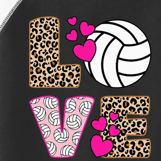 Cute Love Volleyball Leopard Print Women Ladies Volleyball Toddler Fine Jersey T-Shirt