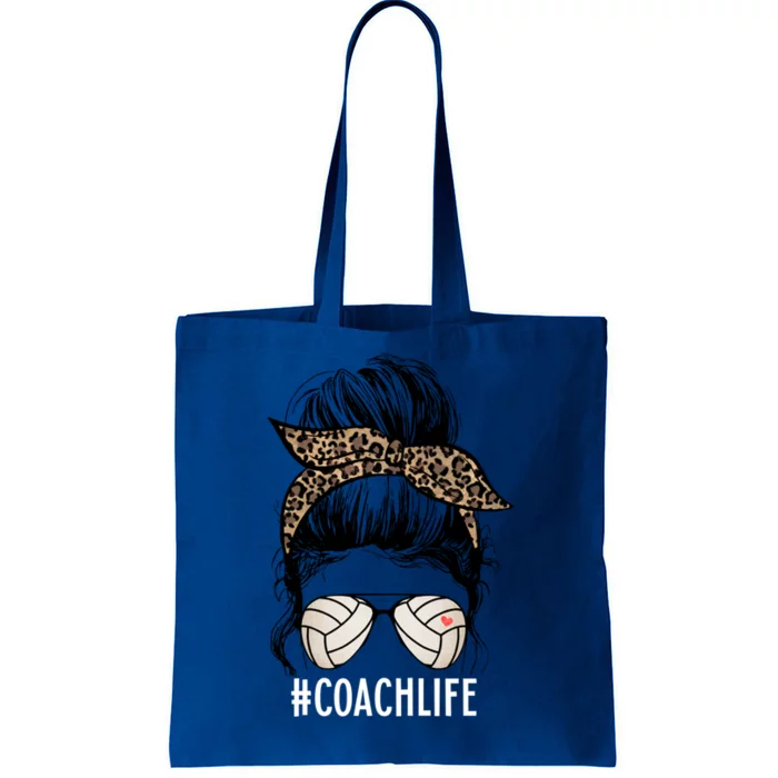 Coach Life Volleyball Leopard Messy Bun Game Day Volleyball Gift Tote Bag