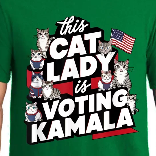 Cat Lady Voting For Kamala Harris 2024 1st Female President Pajama Set