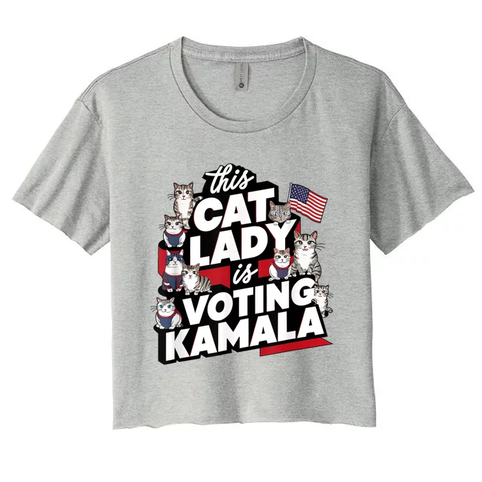 Cat Lady Voting For Kamala Harris 2024 1st Female President Women's Crop Top Tee