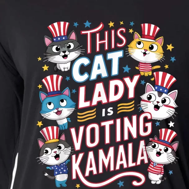 Cat Lady Voting For Kamala Harris 2024 1st Female President Cooling Performance Long Sleeve Crew