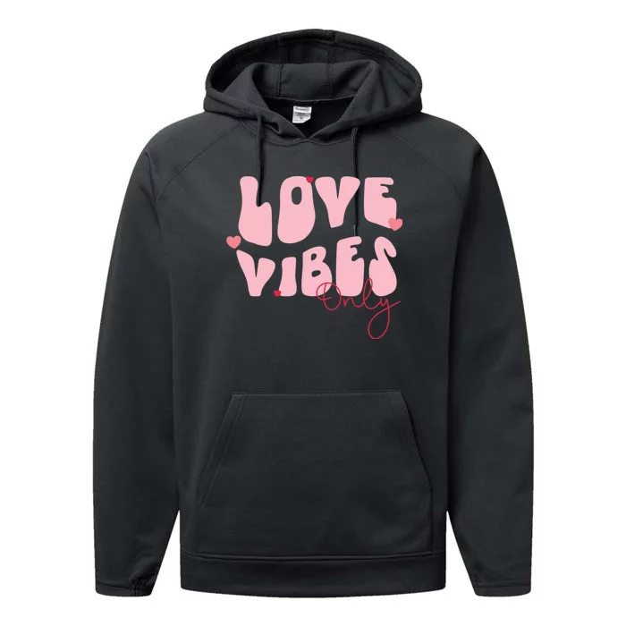 Chic Love Vibes Only Design Performance Fleece Hoodie