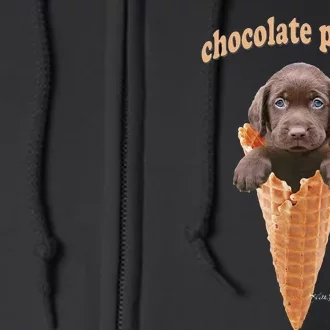 Chocolate Lab Waffle Cone Ice Cream Cute Puppy Full Zip Hoodie