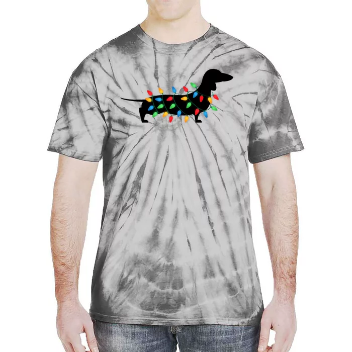 Christmas Lights Wiener Dachshund Dog Lover Tie-Dye T-Shirt