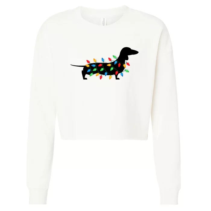 Christmas Lights Wiener Dachshund Dog Lover Cropped Pullover Crew