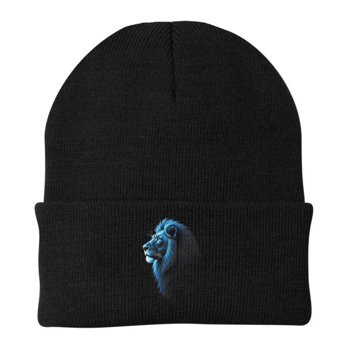 Cool Lion With Blue Eyes Lions Knit Cap Winter Beanie