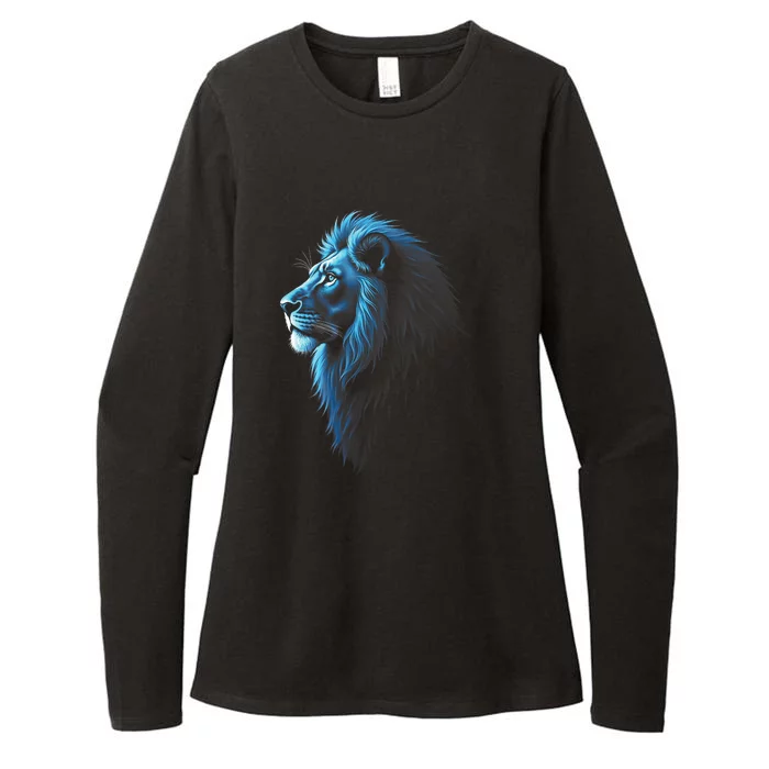 Cool Lion With Blue Eyes Lions Womens CVC Long Sleeve Shirt