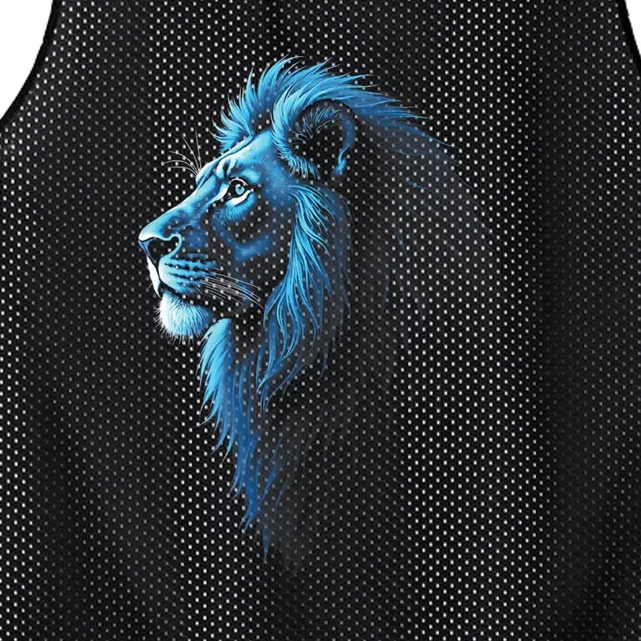 Cool Lion With Blue Eyes Lions Mesh Reversible Basketball Jersey Tank