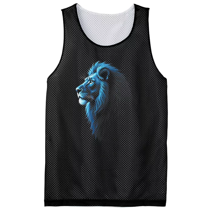 Cool Lion With Blue Eyes Lions Mesh Reversible Basketball Jersey Tank