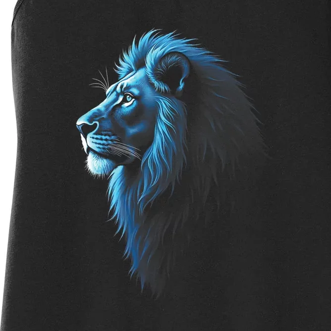 Cool Lion With Blue Eyes Lions Women's Racerback Tank