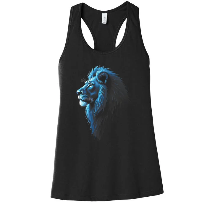 Cool Lion With Blue Eyes Lions Women's Racerback Tank