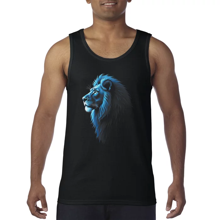 Cool Lion With Blue Eyes Lions Tank Top