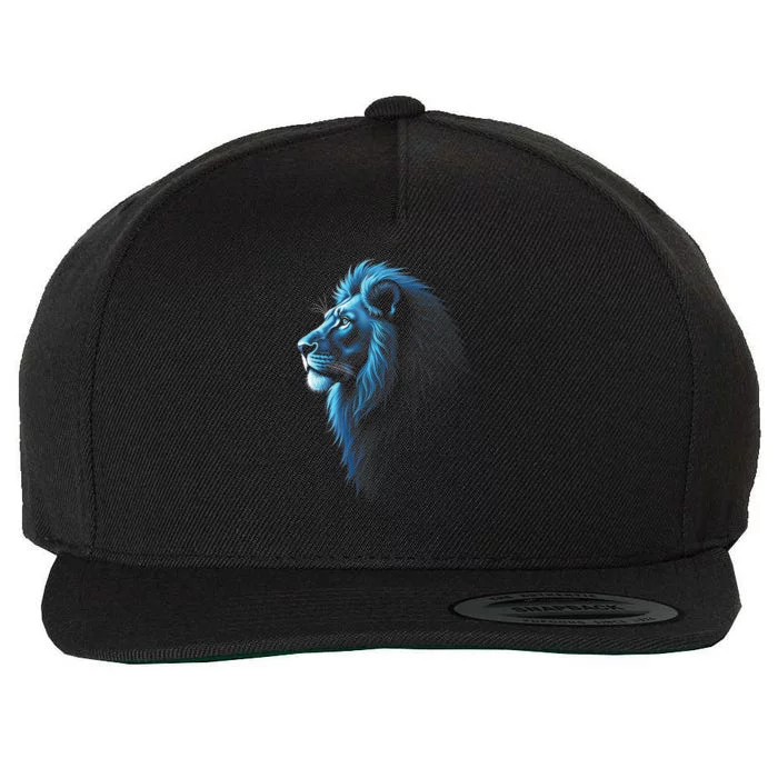 Cool Lion With Blue Eyes Lions Wool Snapback Cap