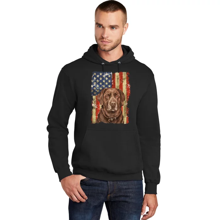 Chocolate Lab With USA Flag Gift Hoodie