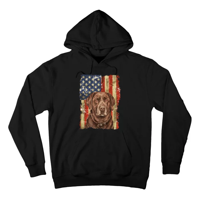 Chocolate Lab With USA Flag Gift Hoodie