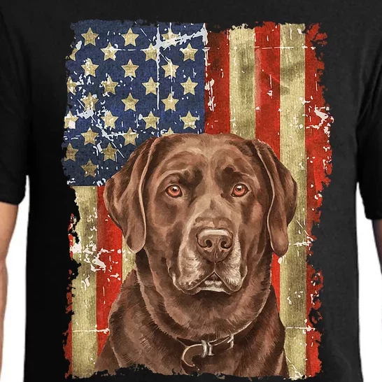 Chocolate Lab With USA Flag Gift Pajama Set