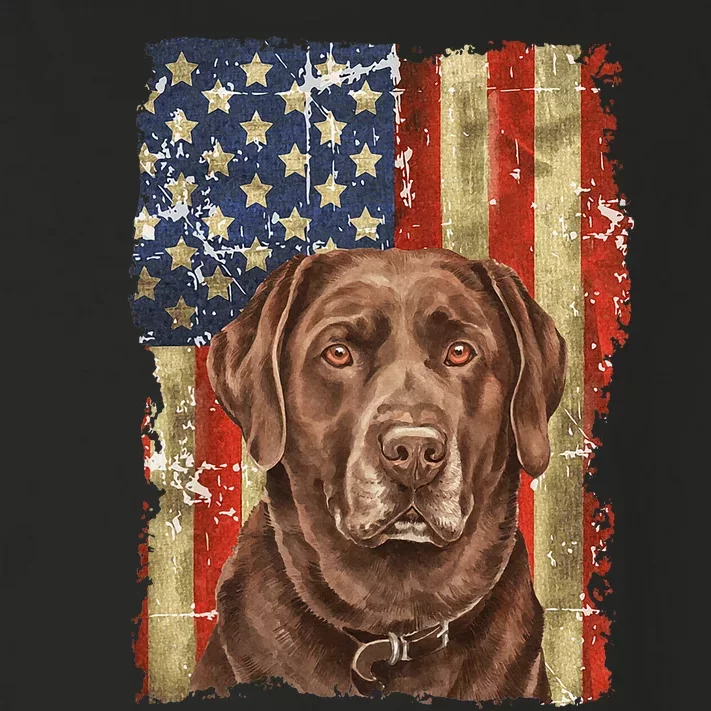 Chocolate Lab With USA Flag Gift Toddler Long Sleeve Shirt