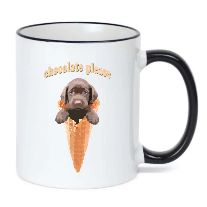 Chocolate Lab Waffle Cone Ice Cream Cute Puppy Tee Black Color Changing Mug