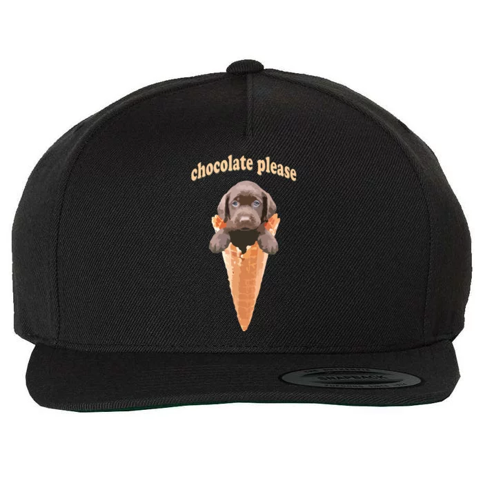 Chocolate Lab Waffle Cone Ice Cream Cute Puppy Tee Wool Snapback Cap