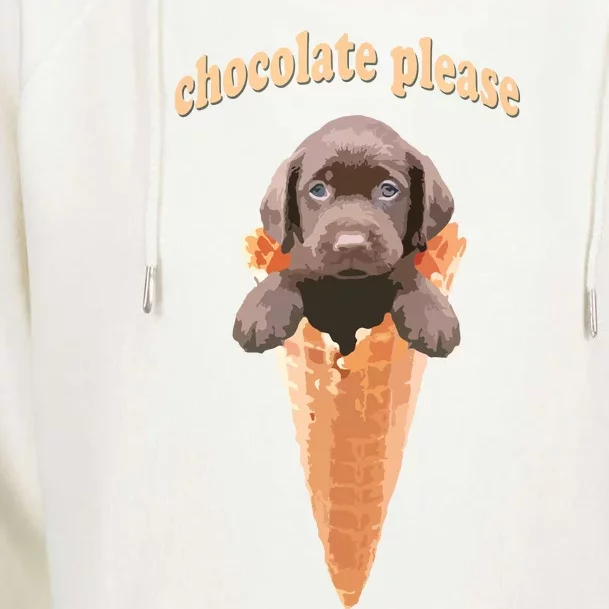 Chocolate Lab Waffle Cone Ice Cream Cute Puppy Tee Womens Funnel Neck Pullover Hood