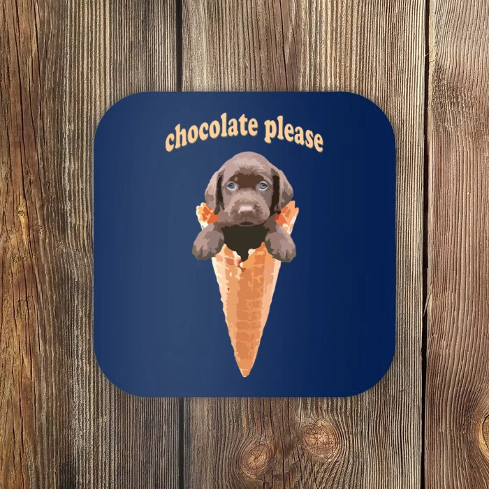 Chocolate Lab Waffle Cone Ice Cream Cute Puppy Tee Coaster