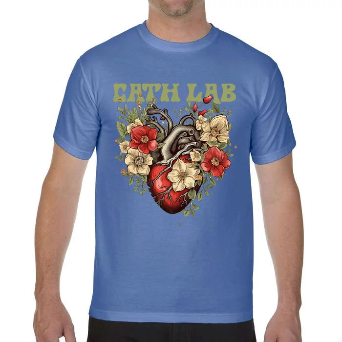 Cath Lab with Human Heart & Flowers Comfort Colors T-Shirt