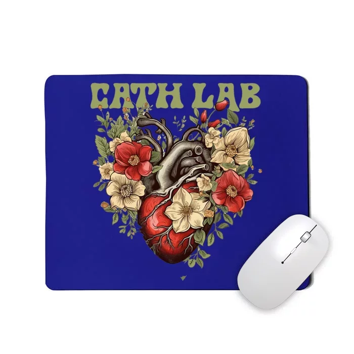 Cath Lab with Human Heart & Flowers Mousepad