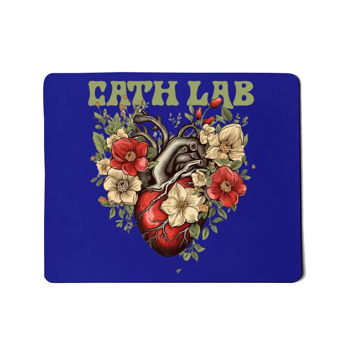 Cath Lab with Human Heart & Flowers Mousepad