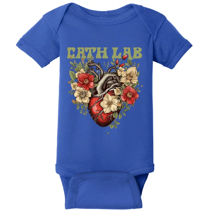 Cath Lab with Human Heart & Flowers Baby Bodysuit