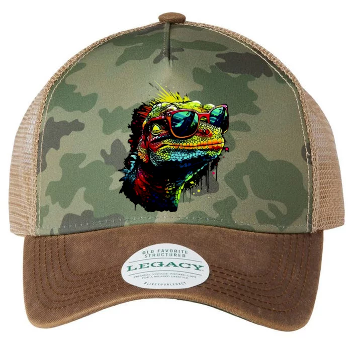 Colorful Lizard With Sunglasses Legacy Tie Dye Trucker Hat