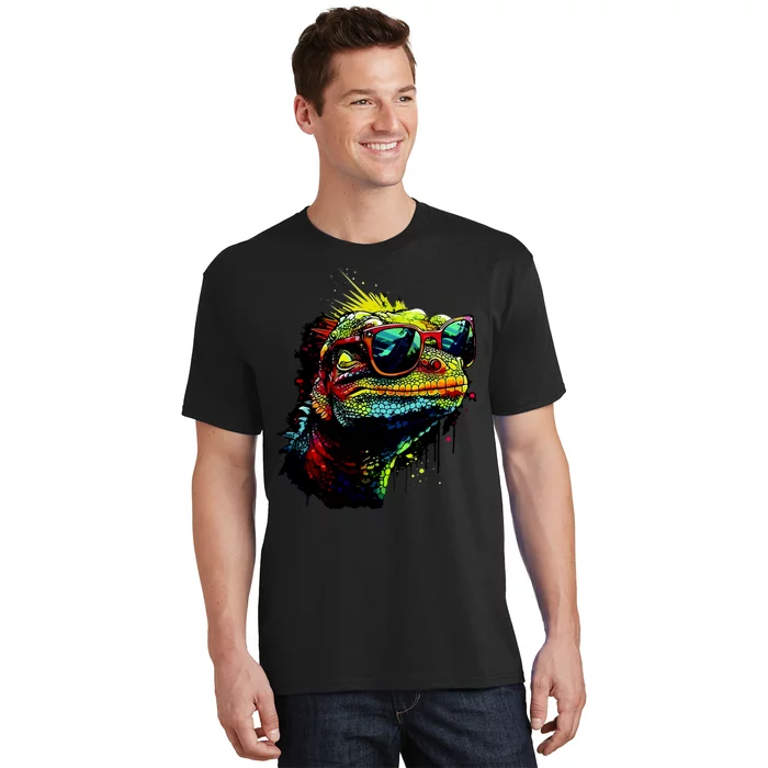 Colorful Lizard With Sunglasses T-Shirt