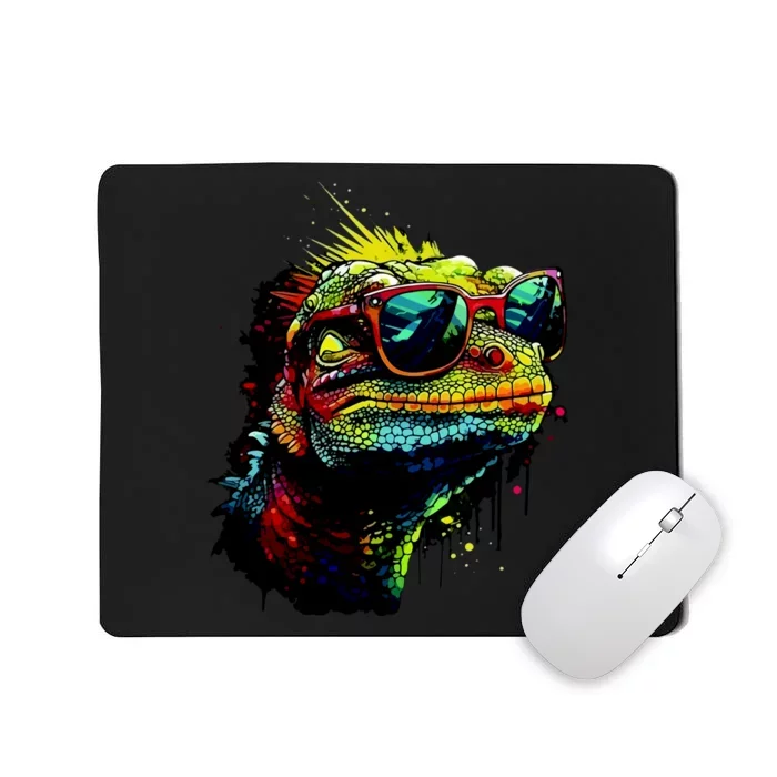 Colorful Lizard With Sunglasses Mousepad